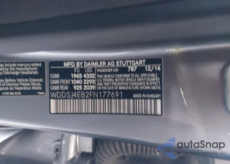 2015 Mercedes-Benz Cla 250 z USA, uszkodzony, nr VIN WDDSJ4EB2FN177691